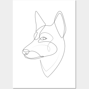 German Shepherd - one line drawing Posters and Art